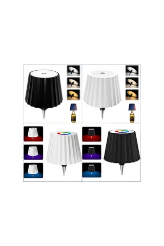 Konesam Usb Şarjlı Rgb Led Feneri, Cam Şişelere Takılabilir, Ambiyans Ve Okuma Işığı, Siyah Plastik Tasarım, Kablosuz Kullanım Siyah