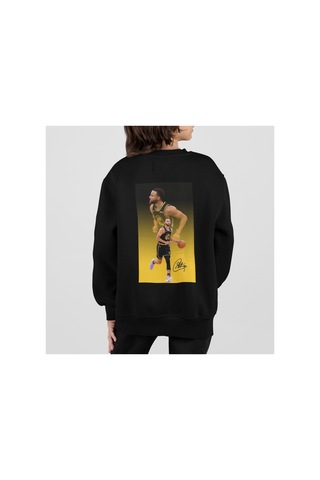 Stil X Stephen Curry Baskılı Bisiklet Yaka Çocuk Tshirt Siyah-7
