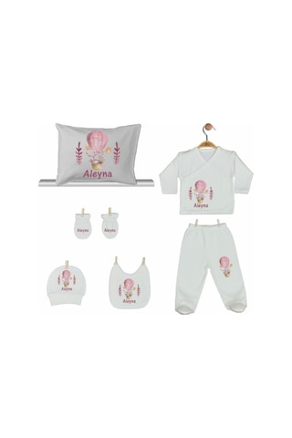 Pia Baby Gl 2012 İsme Özel Balonlu Yastık Zıbın Set Pembe