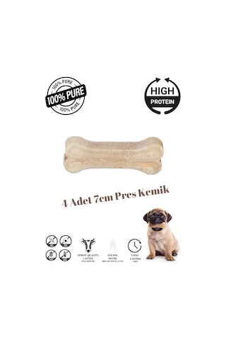 Purecanpati Doğal Köpek Pres Kemiği Beyaz 4 Adet 7cm Küçük Irk Ve