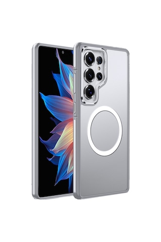 Galaxy S26 Ultra Uyumlu Kılıf M-safe Şarj Özellikli Mat Görünümlü Wlons Vevo Kapak Gri Gri