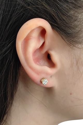 Chavin 4 Mm Zirkon 8 Ayar Altın Bayan Tek Taş Küpe Eu97sr