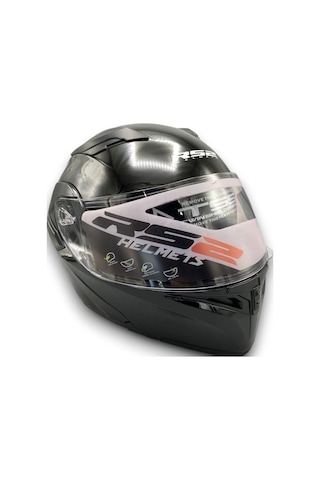 Motosiklet Rs2 Kask Çene Açılır Güneş Vizör Glos Black Kask370gmatxl Siyah
