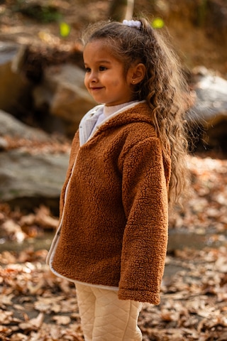 Luckka Heritage Puffy Astarlı Peluş Bebek Çocuk Ceket - Kopüşonlu Peluş Mont - Ztpufceket Kahverengi