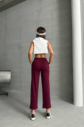 Neşeli Butik Kadın Likralı Modal Kumaş Çımalı Binici Pantolon Nbg064 Bordo