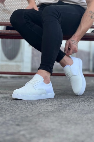 Mevese Noriz Erkek Bağcıklı Triko Ve Cilt Günlük Klasik Ayakkabı - Beyaz