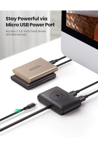 Ugreen 20290 4 Portlu Usb 3.0 Çoklayıcı Hub. Siyah. 50Cm