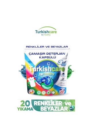 Turkishcare 3 in Pods Renkliler ve Beyazlar Çamaşır Deterjan Kapsülü 500 G