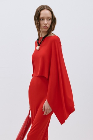 Suud Collection Kırmızı Rae Penye Pelerin