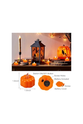 Cadılar Bayramı Balkabağı Tealight Süslemeleri Sonbahar Dekorasyonu, 24'lü Paket Led Turuncu Balkabağı Mumları Alevsiz Pil İle Çalışır Çok Renkli