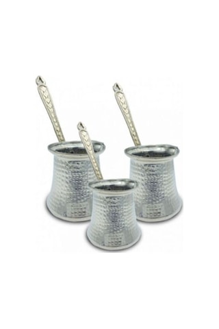 Cezve Bakır Gümüş 3'lü Set