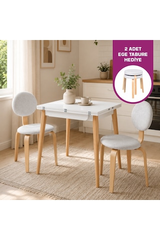 Vilinze Lodos Sandalye Avanos Ahşap Mdf Mutfak Masası Takımı - 90x120 Cm