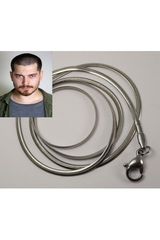 Vog 316l Paslanmaz Çelik Yassı Model Sarp Snake Yılan Sevgiliye Eşe Babaya Arkadaşa Kolye Zincir Beyaz