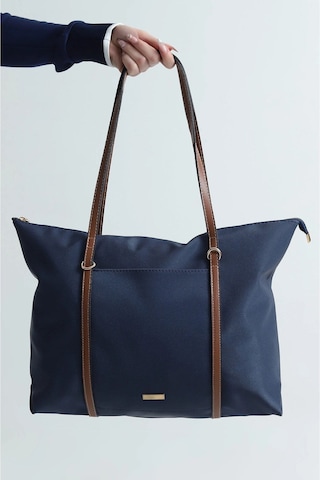 Lovelystore Çift Saplı Paraşüt Kumaş Büyük Boy Shopper Çanta Üniversite Ofis Anne Bebek Omuz Çantası 47x30x15 Lacivert