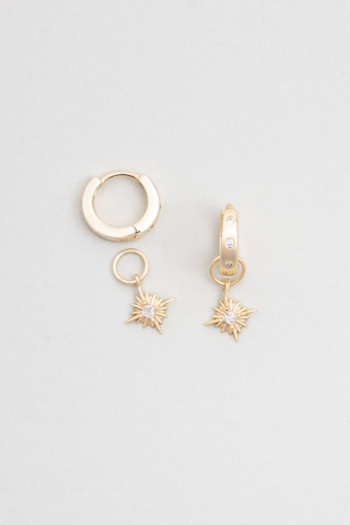 Parlayan Yıldız 18 Aya Sarı Altın Kaplama Gümüş Halka Küpe Sarı