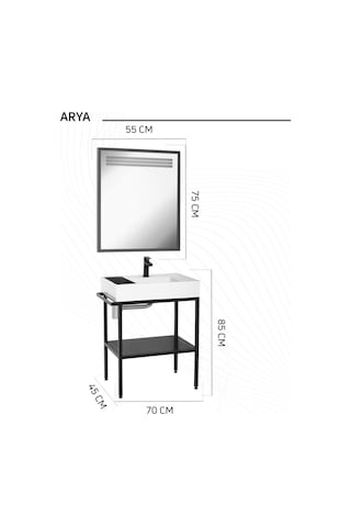 Creavit Arya Ayna 65 Cm Siyah Cam
