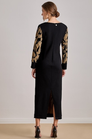 Maxi Çok Renkli Jakarlı Elbise Çok Renkli