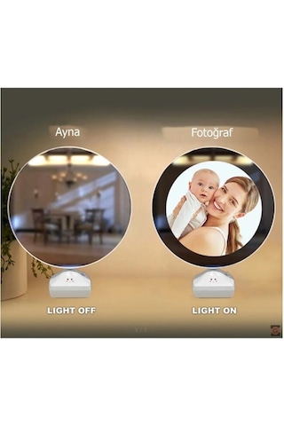 Fotoğraflı Led Işıklı Sihirli Ayna Resimli Çerçeve Dekoratif Masa Makyaj Ayna 3338