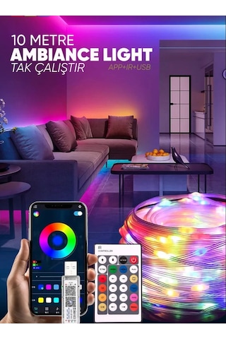Sima Avize 10 Metre Rgb Ses Kontrollü Kumandalı Telefon Kontrollü Çok Renkli