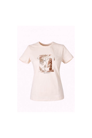 Trender 26yl71595006 Bej Kadın T-shirt Sonbahar Baskı Bej