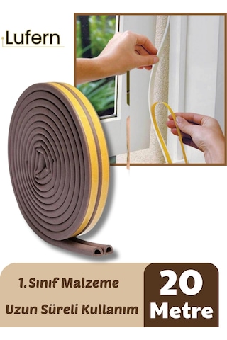 Kapı Pencere Fitili Soğuk İzolasyon Bandı Kendinden Yapışkanlı Güçlü Kauçuk Yalıtım Bant 2x10 20 Mt 20 M