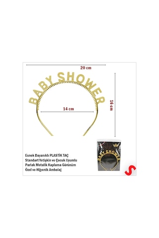Baby Shower, Parlak Metal Görünümlü Plastik Taç - Altın 0-99