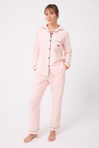 Lespadon Marısılk Seastrıpe Premium Dokuma Uzun Kollu Uzun Pantolonlu Kadın Pijama & Lounge Takımı-3211 Pembe