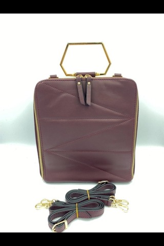 Sentt Deri Dilimli Üçgen Büyük Boy Çanta-Bordo