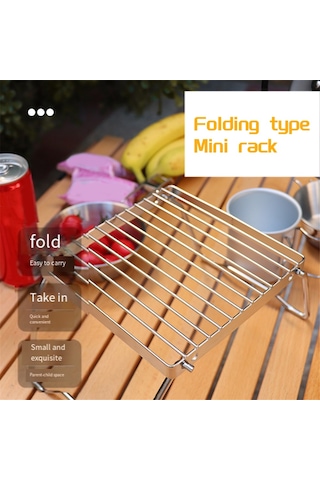 Katlanır Kamp Ateşi Izgarası Taşınabilir Paslanmaz Çelik Kamp Izgarası Izgarası Gümüş