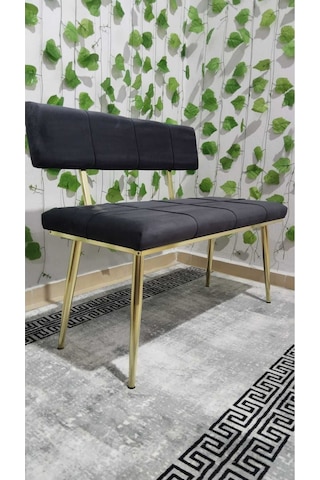 Özcan Metal Metal Ayaklı Sırtlı Gold Mutfak Salon Antre Yatak Odası Puf Bank Oturak Bench Antrasitgri