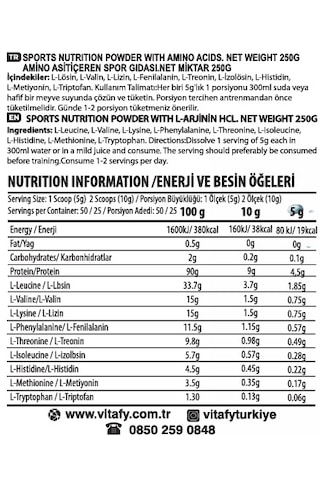 Vitafy Eaa 50 Servis Aromasız 250 G