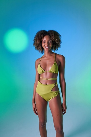 Holly Lolly Yüksek Bel Aksesuar Detaylı Delphi Bikini Altı Yeşil