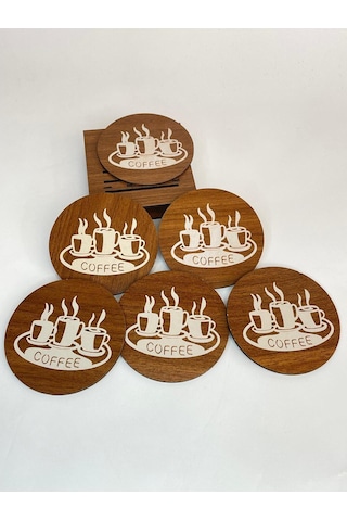 6 Lı Mdf Bardak Altlığı Dekoratif Ecceca1007 Karışık