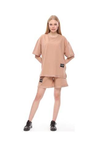 Hgfashion İkili Şort Tişört Takımı Kahverengi