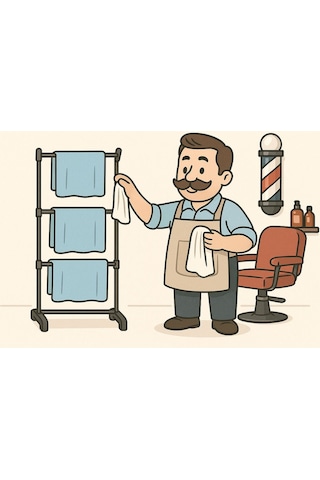 3 Katlı Berber Havlu Askısı Siyah