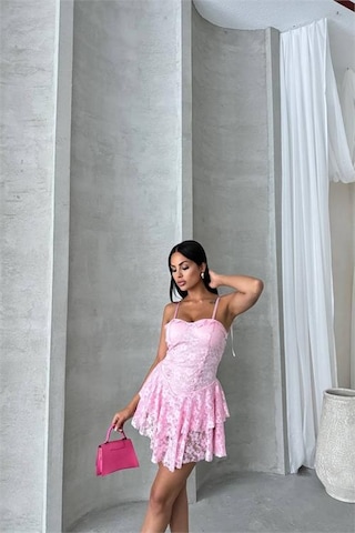 Dip Moda Kadın İçi Şortlu Prenses Mini Elbise Dpnbdf060 Pembe