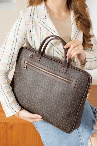 Just Polo Unisex Monogram Kumaş Laptop Ve Evrak Çantası 2206 Kahverengi