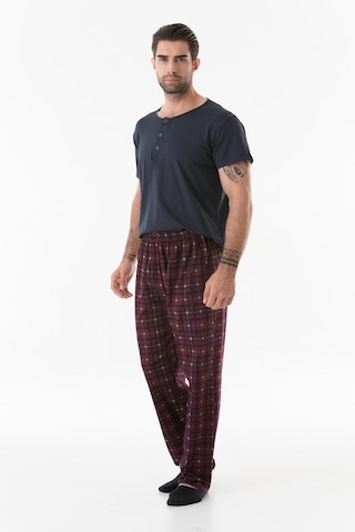 Fullamoda Ekose Desenli Düğmeli Pijama Takımı 24mıcg631212246-lacivert 24MICG631212246-Lacivert