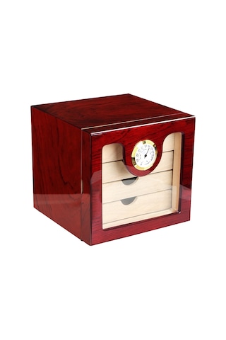 Falconetti 4 Katlı Kırmızı Camlı Humidor Puro Kutusu Rc13