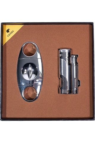 Cohiba Çakmak Kesici İkili Gümüş Puro Seti - Tr9107
