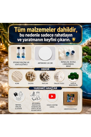 Epoksi Reçine Seti "ada" Deniz Temalı Premium Yaratıcılık Seti Ve Yaratıcılık Kiti Video Eğitimli Resin Art Seti, Epoksi Başlangıç Seti 00008