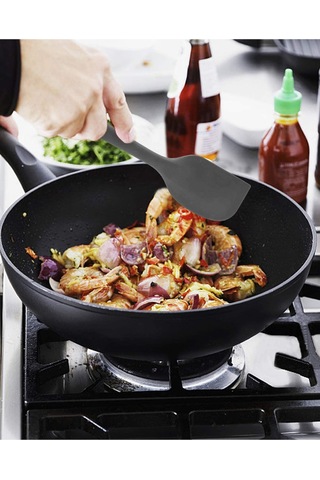 Gri Silikon Spatula Isıya Dayanıklı Yanmaz Yapışmaz Çizmez 27cm