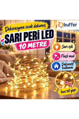 Dinamik Flaşlı Sarı Led 10 Metre Uzunlukta Dekor
