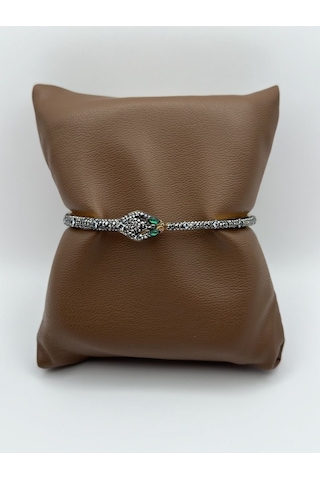 Arnes Jewelry Çelik Zirkon Taşlı Yılan Kelepçe Bileklik Ar153nes Gold