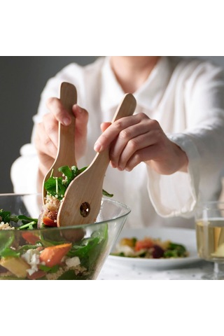 Ikea Skallknekt 2 Parça Salata Servis Kaşığı Seti 23 Cm Bej