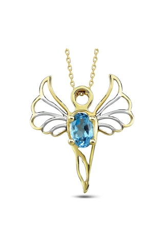 Barış Meleği Mavi Topaz Taşlı Kolye (Mikail)