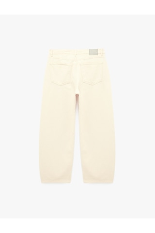 Koton Pamuklu Bol Normal Bel Cepli Oversize Barrel Fit Jean Pantolon Ekru 6sam40423nd