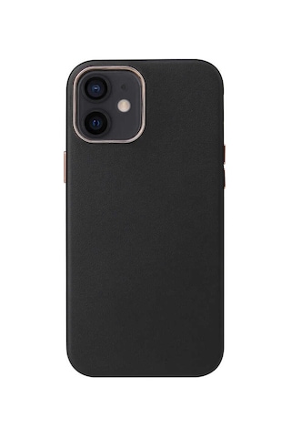Apple Uyumlu iPhone 12 Mini Uyumlu Zore Leathersafe Wireless Kılıf-siyah Siyah -