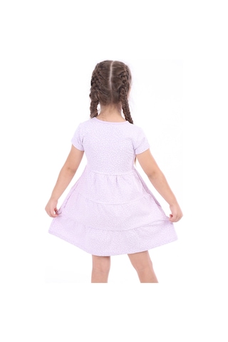 Toontoy Kız Çocuk Baskılı Elbise Açık Lila