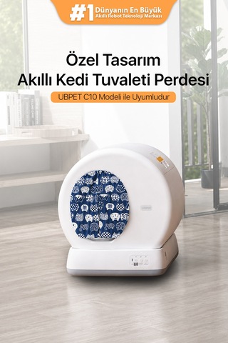C10 Pro Uyumlu Kedi Tuvaleti Perdesi Kum Dağılım Önleyici Mıknatıslı Giriş, Premium Kumaş
